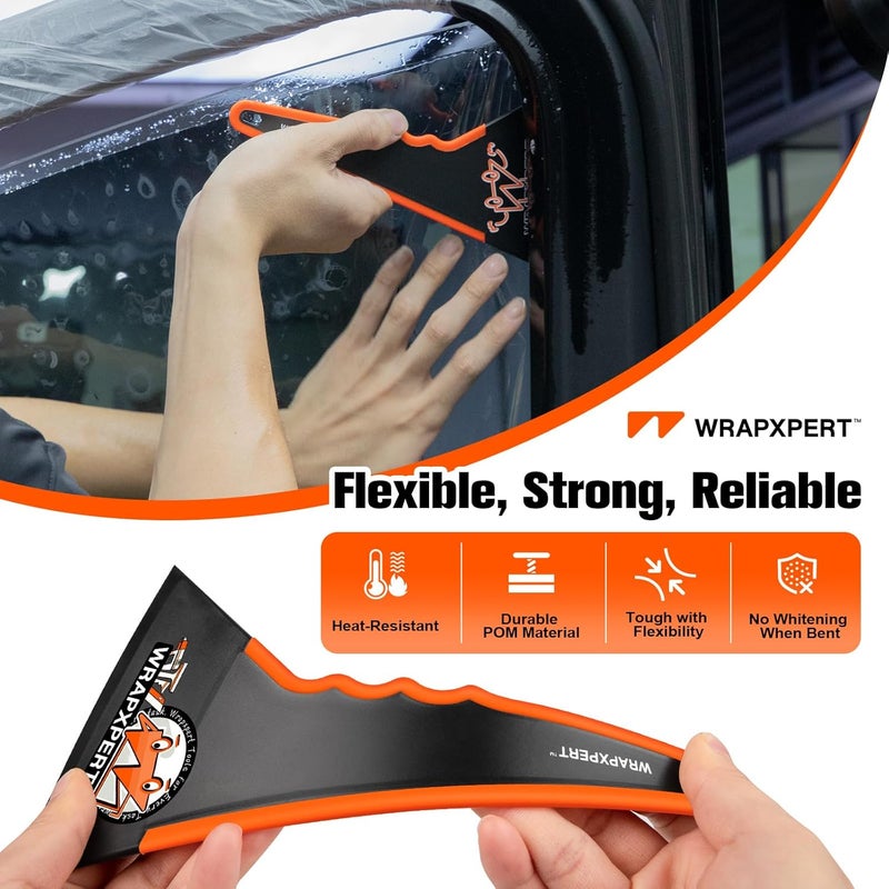 WRAPXPERT Window Tint Squeegee, 2 Pack Long Handle Window Tint Tools, Squeegee for Car Windows Tinting, Tri-Edge Contour Tool for Windshield/Side Mirrors/Rear Glass/Front Windows Film Installation - Image 2